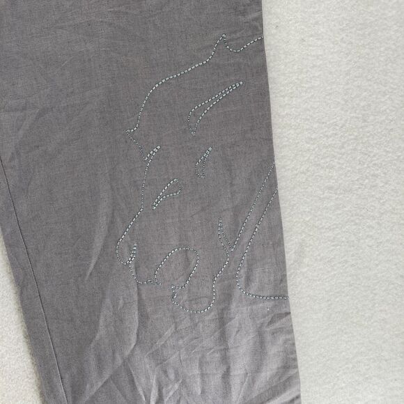 Vintage Clench Jeans Linen Pants Mens XL Gray Baggy Straight Lion Embroidery Y2K - Picture 6 of 14